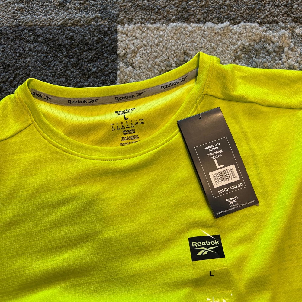 Reebok Activewear Yellow Crewneck Shirt NEW Men's Size Large - Picture 2 of 6
